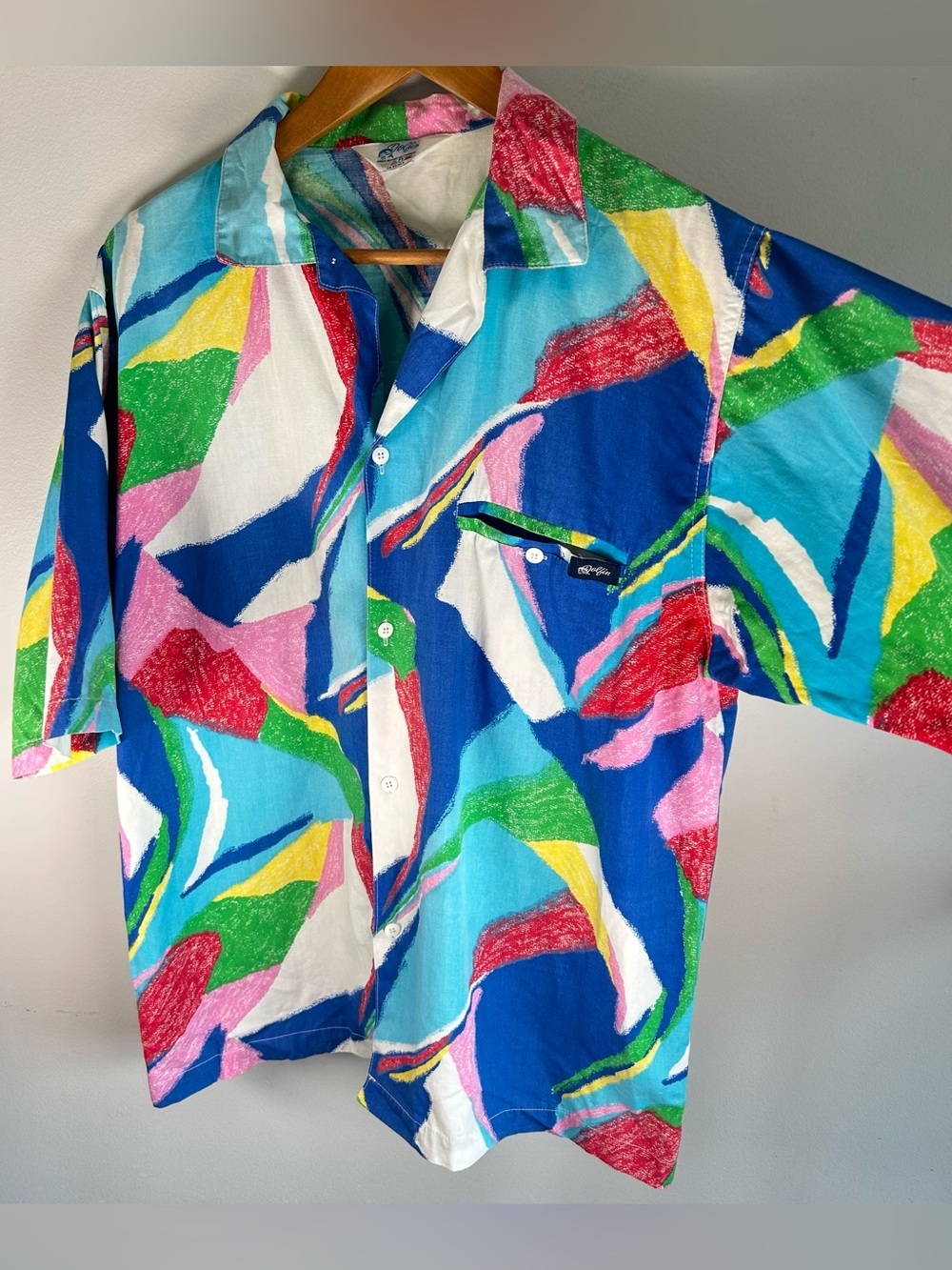 Vintage 80s/90s Dolfin Men’s Shirt L Funky Fresh Colorful Abstract Hip Hop RARE - Picture 9 of 13